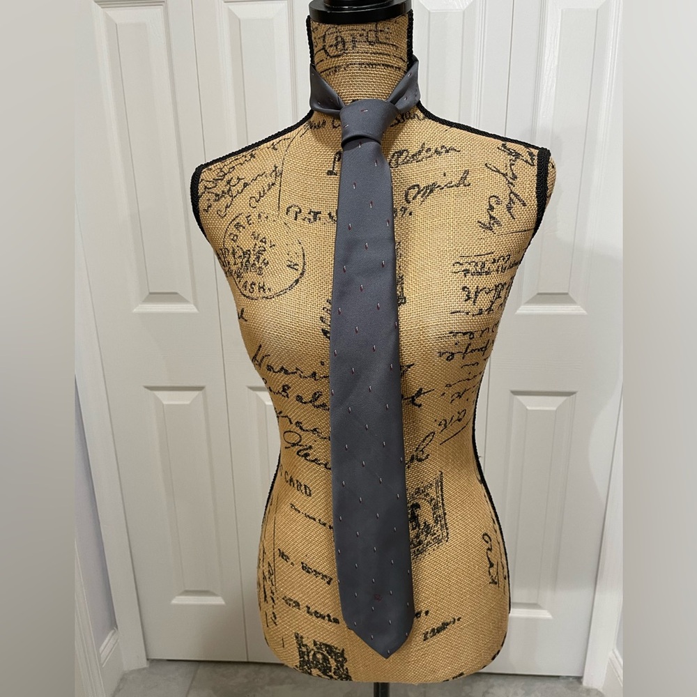 Dior Gray Tie with Red Accents
